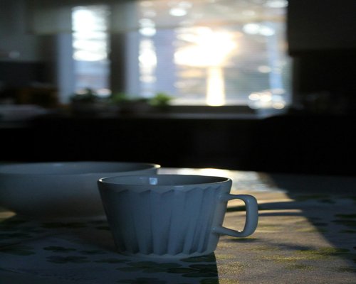 Morning ritual with a cup of warm water and soft sunlight